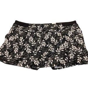 AVENUE Ave Leisure Black White Tropical Leaf Sporty Skort Athleisure 30/32 4X